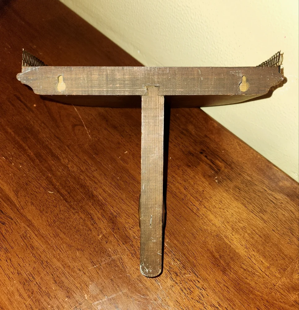 Vintage Wall Mounted Shelf With Brass Trim
